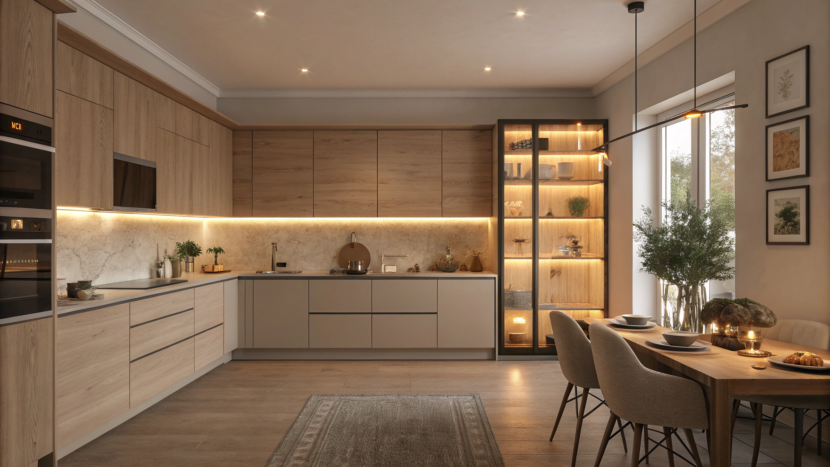 7 Kitchen Cabinet Lighting Ideas to Brighten Your Space Beautiful modern kitchen with warm and cozy cabinet lighting – Kitchen Cabinet Lighting Ideas