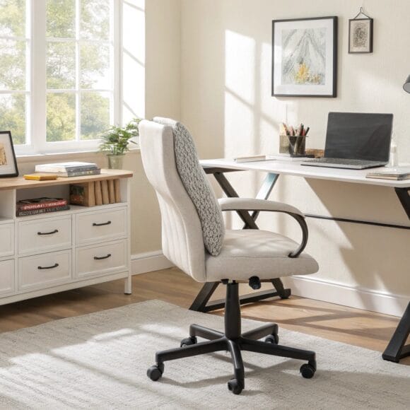Complete ergonomic office setup showing how to choose ergonomic office furniture including chair and desk