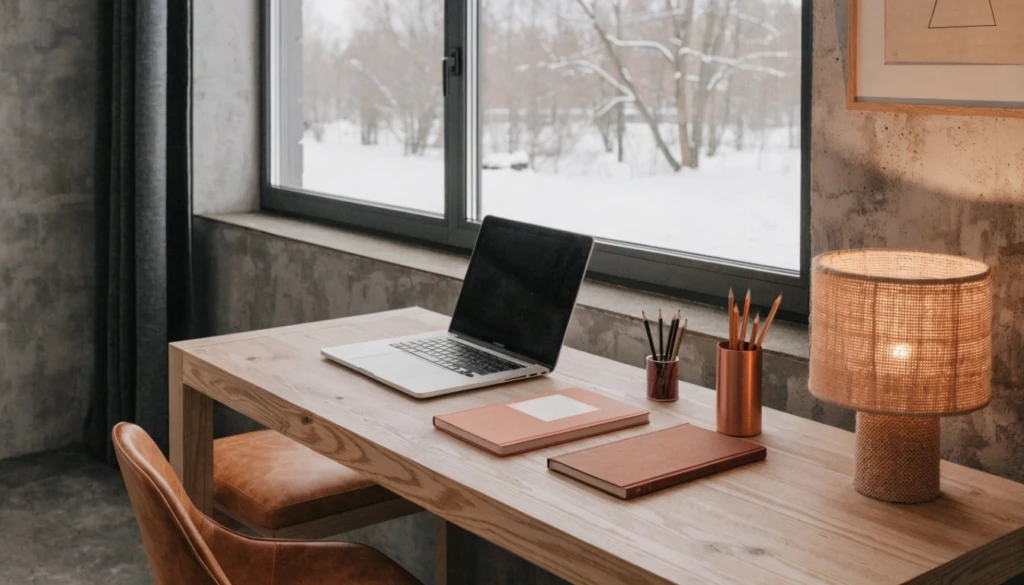 Home office refresh ideas with winter home office decor and tips to boost productivity at home