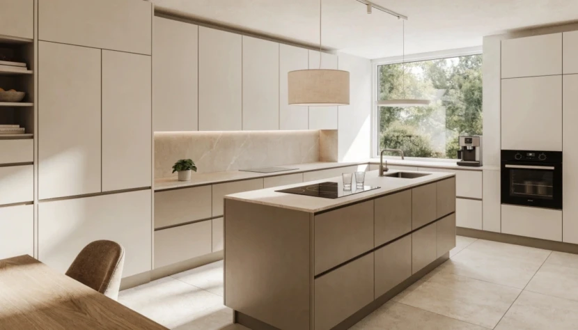 Modular kitchen layouts designed to maximize space with modern cabinets, smart storage solutions, and a clean minimalist interior style.